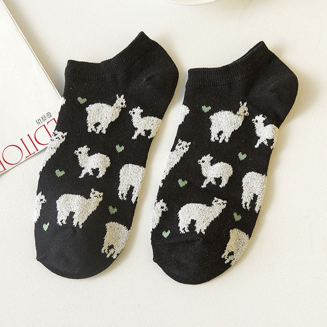 llama alpaca fun socks black